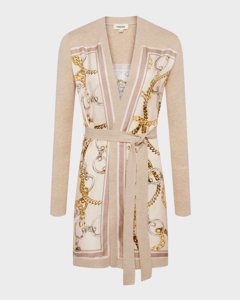 Beverly Silk-Panel Cardigan
